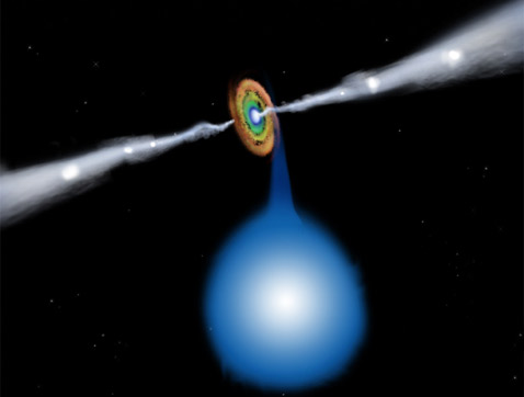 � ����� ������� Circinus X-1 �� ���� ����� �� ���������� �� ������� "������ � ������ ����", ����� ��� ��������. � ��� �� ������ ���� �� ����� ������: � �����, � ������������ ���� � "��������" ������ (����������� NASA/CXC/M.Weiss).